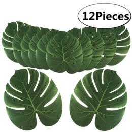 Decorative Flowers 12Pcs Artificial Tropical Palm Leaves Hawaiian Luau Theme Party Decorations Fake Plant Home Garden Decoration Island