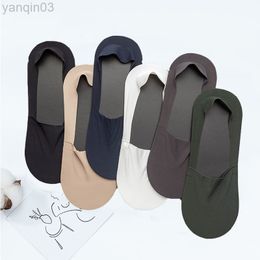 Athletic Socks 3 Pairs Men No Show Socks Matching Casual Invisible Boat Spring Summer Sile Anti-slip Shallow Cozy Solid Color Cotton Sock L220905