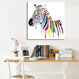 Canvas Painting Zebra Animal Art Poster HD Prints Colorful and Black Watercolour Wall Painting Picture for Living Room Cuadros