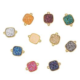 Charms 10Pcs Square Druzy Resin Links Connector Stone Pendants Charm Bling Jewellery Connectors For Necklace Bracelet Jewellry Lulubaby Dh7Kc