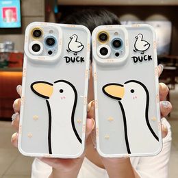 Cute Duck Cartoon Phone Cases For iPhone 13 12 11 Pro Max X XR XS Max 7 8 Plus SE 20 Camera Protection Clear Soft TPU Back Cover
