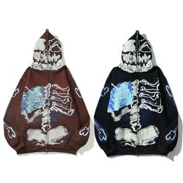 Zip Sweatshirts Hoodies Men Women 3d Skull Print Pullover Hoode Hip Hop Pullovers 23SS