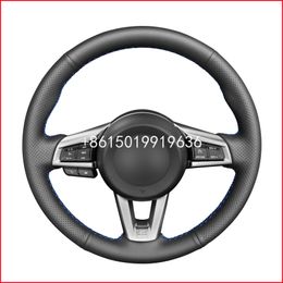 Hand-stitched DIY Black Leather Car Steering Wheel Cover For Mazda MX5 MX-5 2016 2017 2018 2019 2020