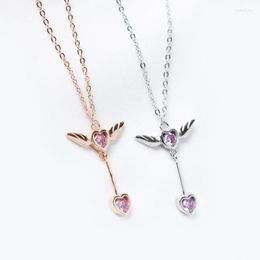 Pendant Necklaces Cardcaptor SAKURA Card Captor S925 Silver / Gold Chains Necklace Pink Heart Crystal Rhinestones Jewelry Gift