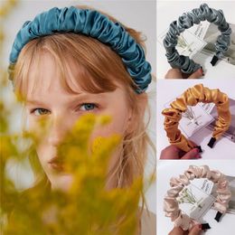 Headband Sweet Women Girls Fashion Satin Hairband Bezel Headband Folds Solid Color Hairhoop Hair Accessories