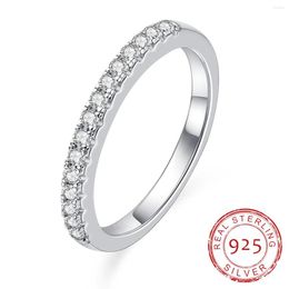 Cluster Rings AnuJewel 1.5mm D Colour Moissanite Half Eternity Band Ring 925 Sterling Silver Finger For Woman