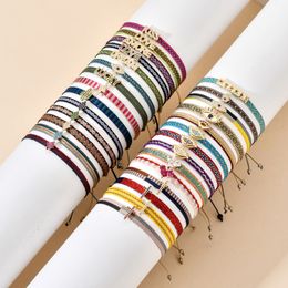 Bracelets de mode Zmzy Bohemian Bracelet à la chaîne tissée à la main Bracelet ethnique Crystal Heart Charms Bracelets pour les femmes Juif de Girl ...