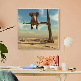 Canvas Painting Abstract Elephant Sit On The Tree Printed on Animal Wall Art Picture Printed And Poster For Living Room Decor