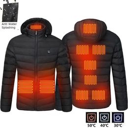 Men's Down Parkas Men 9 Areas Heated Jacket USB Winter Outdoor Electric Heating Jackets Warm Sprots Thermal Coat Clothing Heatable Cotton jacket 220905