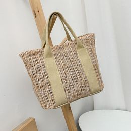 Duffel Bags Summer Leisure Straw Bag Portable Lunch Box Outdoor Vacation Beach Picnic Handbag Multipurpose Travel Organizer