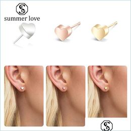 Stud Cute Heart Stainless Steel Stud Earrings For Women Small Love Rose Gold Sier Gold Fashion Earring Bk Wholesale Items Pu Sexyhanz Dh0Yf