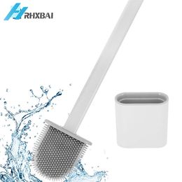 Toilet Brushes Holders Silicone Bristles Toilet Brush and Holder for Bathroom Storage and Organisation Compact Wall Hang Cleaning Kit WC Accessories 220902