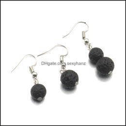 Charm 8Mm 10Mm Lava Stone Bead Charms Earring Aromatherapy Essential Oil Per Diffuser Dangle Earrings For Women Jewellery Drop Delivery Dhuct