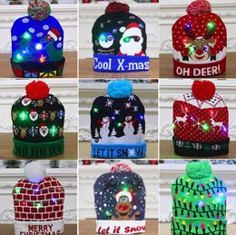 Party Christmas Hats decorations for adults and children colorful luminous knitted high-end Santa Claus hat beanie SN4134