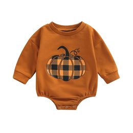 Rompers 0620 Lioraitiin 018M born Baby Boy Girl Autumn Halloween Clothing Long Sleeve Pumpkin Print Bodysuit Jumpsuit 220919