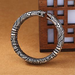 Bangle Sky Dragon Sterling Silver Punk Style Fashion Head Cuff Bracelets Costume Party Jewellery