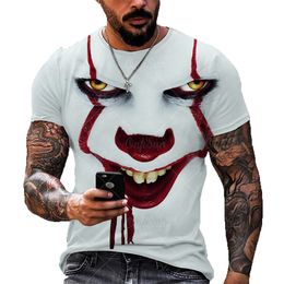 Men's T Shirts Summer Fashion Men/Women 3D Printing Dark Evil Clown Pattern T-Shirt Street Personality Trend Wild Loose Oversized Short-Sleeved 220905