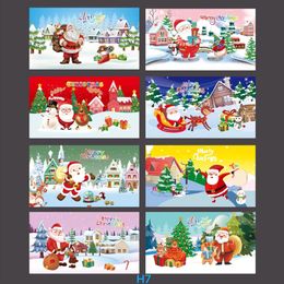 Party Supplies 8pcs Christmas Greeting Cards Folding Card with Envelope Merry Christmas Decoration Postcard Navidad New Year Gift Wrap Supply 20220905 E3