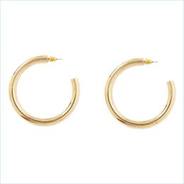 Hoop Huggie New 18K Gold Plated Big Hoop Earrings For Women Simple Open Hollow Design Lightweight Chunky Party Wedding Jew Sexyhanz Dhqrk