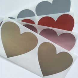 Adhesive Stickers 100pcs Scratch Off Stickers 70x80mm Love Heart Shape Rose Gold Colour Blank For Secret Code Cover Home Game Wedding Message 220902