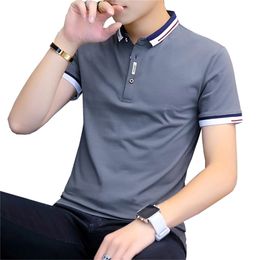 Men's Polos BROWON summer casual polo shirt men short sleeve turn down collar slim fit sold color polo shirt for men plus size 220902