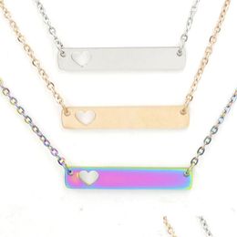 Pendant Necklaces Love Heart Bar Necklace Fashion Gold Solid Blank Pendant Stainless Steel Necklaces For Buyer Own Engravin Mjfashion Dhpet