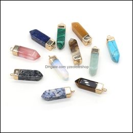 Charms Gold Plating Crystal Prism Pillar Arrow Charm Rose Quartz Healing Blue White Stones Pendant Diy Jewelry Making Dr Dhseller2010 Dhy3Q