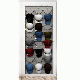 Ganchos de la sombrero de b￩isbol colgando el organizador de almacenamiento de la puerta con 24 bolsillos transparentes soportador de armario estante redondo