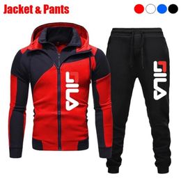 Mens Tracksuits Mens Tracksuit Two Piece Set Warm Jackets and Pants Zipper Coats Suits Outdoor Hoodies Sports Suits Outdoor Jogging Suits 220905