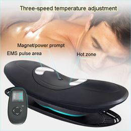 Back Massager Electric Chargable Air Lumbar Traction Device Dynamic Low Frequency Pulse Massage Heating Vibration Pain Relief