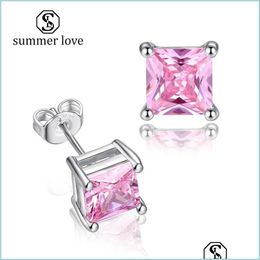 Stud New Arrival Small White Pink Cubic Zirconia Stud Earring For Women Girl 5-8Mm Cz Bling Gold Sier Ing Fashion Drop De Carshop2006 Dhgjk