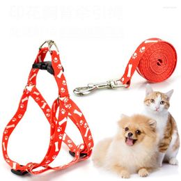 Dog Collars High Quality 1.5cm Width Harness Leashes For Dogs Pets Collar Small Pet Nylon Puppy Cat Adjustable With Lead Leash