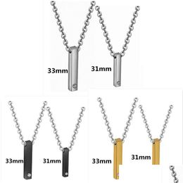 Pendant Necklaces Stainless Steel Bar Pendant Necklace Fashion Gold Sier Rose Solid Blank Necklaces For Women And Men Charm Lulubaby Dhyth