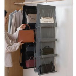 Storage Boxes 8 Pockets Hanging Closet Organiser Clear Foldable Handbag Purse Bag Wardrobe Tidy