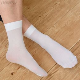 Athletic Socks 10 Couples/Party Business Men Summer Thin Silk High Elastic Nylon Breathable Casual Short Crew Male Cool L220905