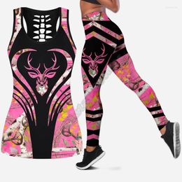 Women's Tanks Country Girl Beer 3D Printed Hollow Out Tank Legging Suit Sexy Yoga Fitness Soft Summer Women For