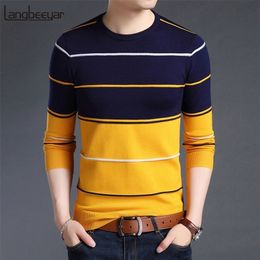 Men's Sweaters Fashion Brand Sweater Mens Pullover Striped Slim Fit Jumpers Knitred Woollen Autumn Korean Style Casual Men Clothes 220905