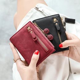 Wallets Leather Wallet Women Short Small Fresh Folding 2022 Korean Version Cute Student Multifunctional Coin Purse Monederos Para Mujer