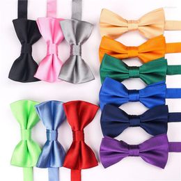Bow Ties Classic Solid Pre-Tied Bowtie Candy Colour Gold For Men Silk Bowties Wedding Blue Tie Man Suit Accessories B135