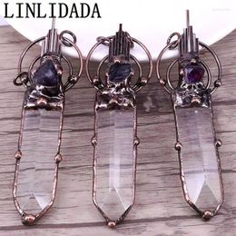 Pendant Necklaces 5Pcs Soldered Large Sword Shape Glass Crystal Vintage Antique Amethysts Bead Embellished Boho Necklace