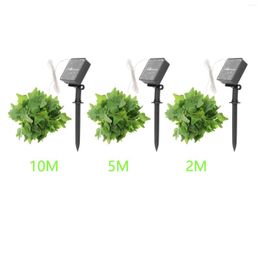 Strings Solar Green Leaf Light Outdoor Lamp Artificial Plants For Holiday Festival Wall Fence