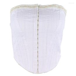 Belts Style Vintage Backless Cotton Floral Lace Trim Corset Tops Aesthetics Strapless Single-breasted White Tube Top E-girl Crop