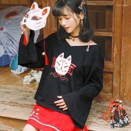 Ethnic Clothing Japanese Fashion Shirts Women 2022 Fall Black Sweets Top Kimono Harajuku Kimonos Haori Female Cosplay FF2074