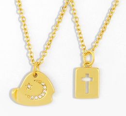 Jewelry Necklaces Pendants rainbow cross O chain necklace Zirconia Jewelry Cubic Crystal Cz Fashion Charm sj45