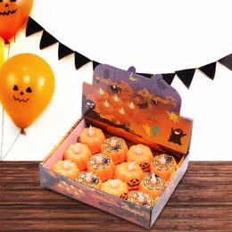 Party Decoration Pumpkin Tea Lights 12PCS Halloween Pumpkin Flameless Candles 3D Pumpkin Flameless Candles LED Tea Light Candles for Halloween Th 220905