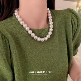 Choker Vintage Large Pearl Necklace Fashion Clavicle Chain Simple And Versatile