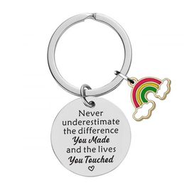 Never Underestimate The Difference You Made Keychain Gift Inspirational Key Chain for Teachers