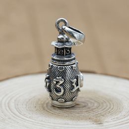 S925 Sterling Silver Lockets Gawu Box Six-Words Buddhism Pendant Necklaces Retro Buddhist Vintage Amulets Namo Maitreya Buddha Sarira Holder Tube Jewellery