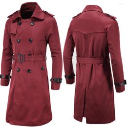 Men's Trench Coats 2022 Autumn Winter Men's Long Jacket European American Slim Double-breasted Lapel Gentleman Coat Clothing