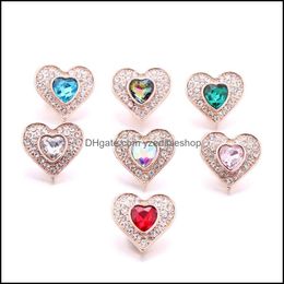 Charms Wholesale Gold Heart Snap Button Charms Jewelry Findings Crystal Rhinestone 18Mm Metal Snaps Buttons Diy Bracelet Dhseller2010 Dhutl